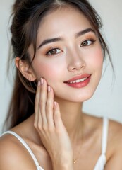 Radiant beauty a smiling woman showcasing natural skincare and confidence