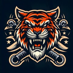 Obraz premium A minimalist digital portrait of a tiger, its gaze intense and unwavering.