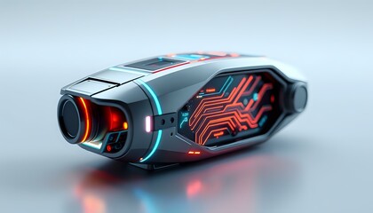 Fototapeta premium Futuristic Smartphone Concept with Neon Circuitry - 3D Render