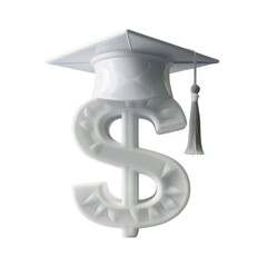 Educational symbol featuring a dollar sign integrated into a graduation cap design