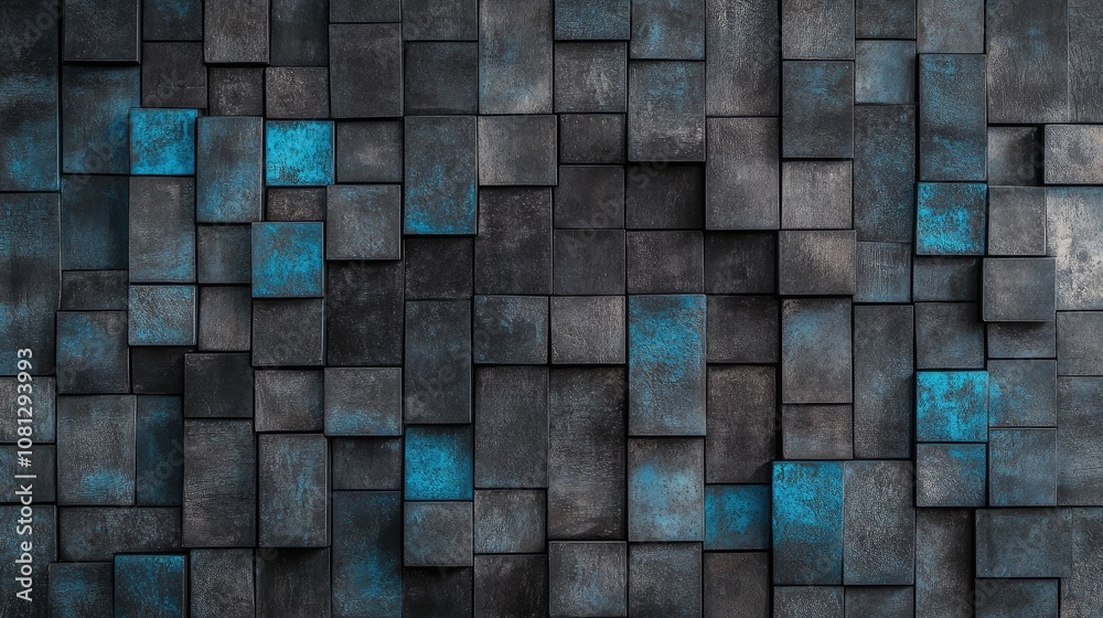 Poster abstract geometric textures showcasing a combination of dark and blue tones with a sleek rectangular