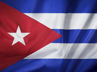 Flag of Cuba fluttering in the wind, flag cloth made of fine fabric