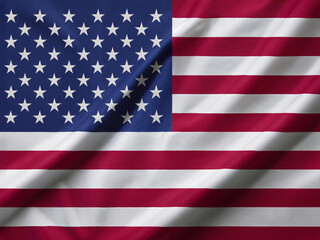 Obraz premium Flag of the United States of America fluttering in the wind, flag cloth made of fine fabric