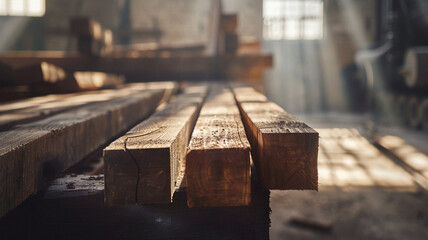 Positioning Wooden Beams for Timber Framing: Workers carefully positioning wooden beams for a new construction project, showcasing the strength and precision of timber framing.