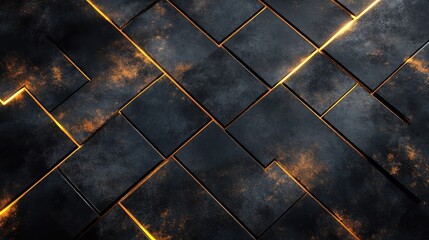 Abstract Pattern of Metallic Tiles with Glowing Edges Creating a Modern and Futuristic Look for Backgrounds and Textures in Digital Art or Design Projects