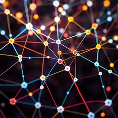 Vibrant Node Network - Abstract Data Connection Art