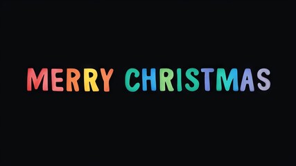 Obraz premium Christmas greeting “Merry Christmas” with colorful animated letters on black background