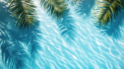 Palm leaves shadow on blue water. Perfect for summer, vacation, and tropical themed designs.