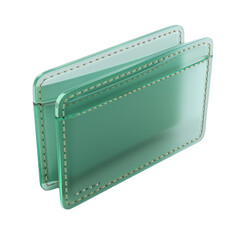 Frosted glass wallet with white stitching displayed against a clean background