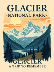 Glacier National Park retro poster