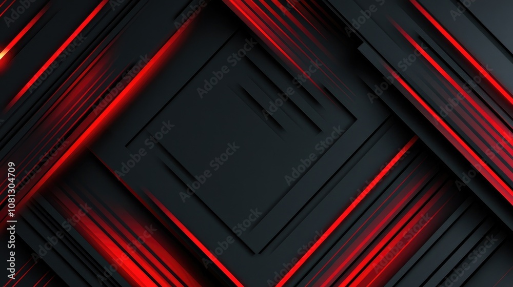 Poster abstract geometric background featuring vibrant red lines on a dark textured surface, creating a mod