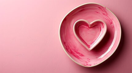 Two heart-shaped plates in pink tones, symbolizing love and affection.