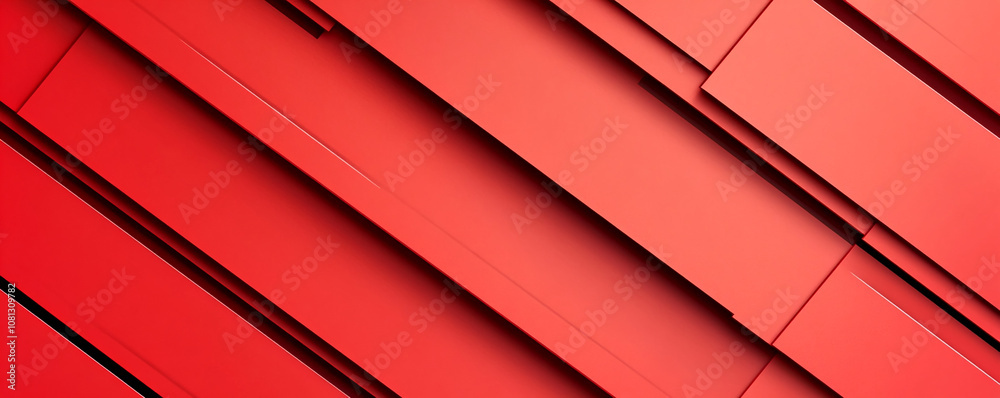 Poster Red geometric shapes create a bold, abstract pattern. The lines are sharp and the color is vibrant