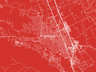 Christmas Map of Gilroy  California, USA in Snowy White on Festive Red Background.