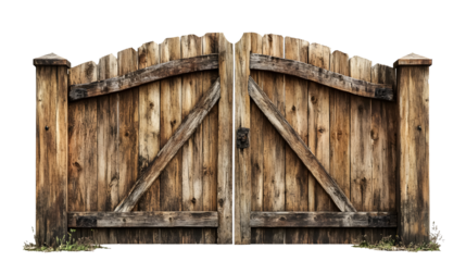 Wooden gateway on a transparent background. isolated background.
