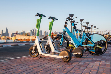 scooters and bikes used for urban transportation in doha qatar