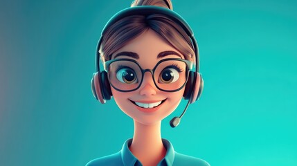 Smiling customer service operator woman wearing a headset ready to assist clients professional support