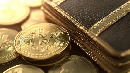 Cryptocurrency Inflation, Cryptocurrency value during inflation flat design top view digital wallet and fluctuating coin values animation vivid tones