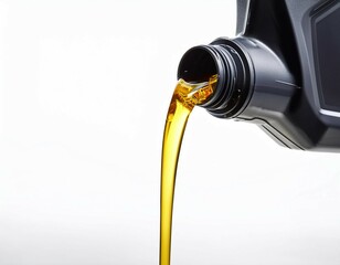 pouring oil lubricant motor oil isolated on white and white background