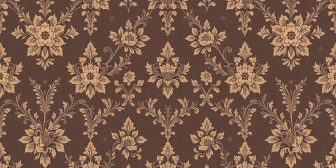 Elegant vintage damask wallpaper design with intricate floral patterns in muted tones, ornate, vintage wallpaper