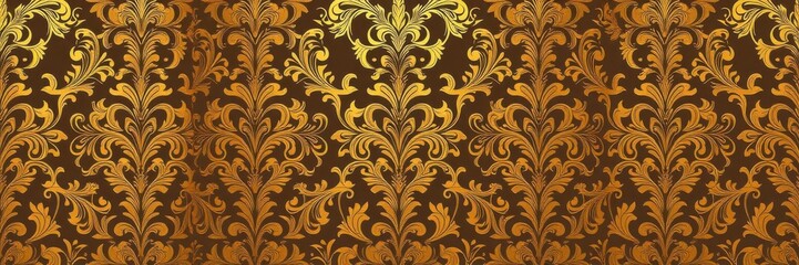 Fototapeta premium Luxurious seamless floral wallpaper with golden accents, opulent, texture, design