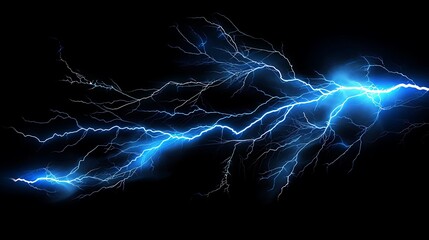 A vibrant depiction of blue lightning bolts against a black background, illustrating energy and power.