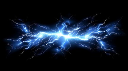 A striking depiction of blue lightning bolts against a black background, showcasing energy and power.