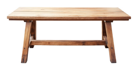 Wooden oak table with legs on a transparent background. isolated background.