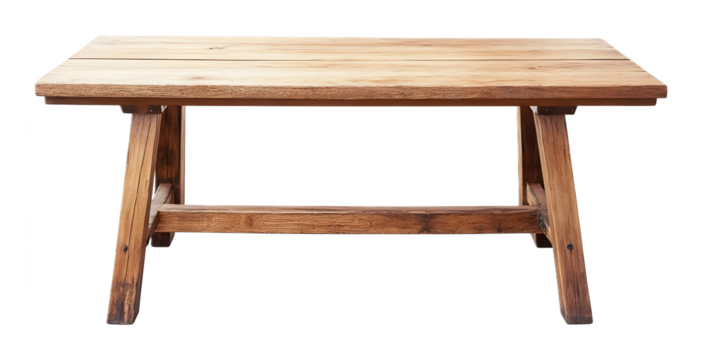 Wooden oak table with legs on a transparent background. isolated background.