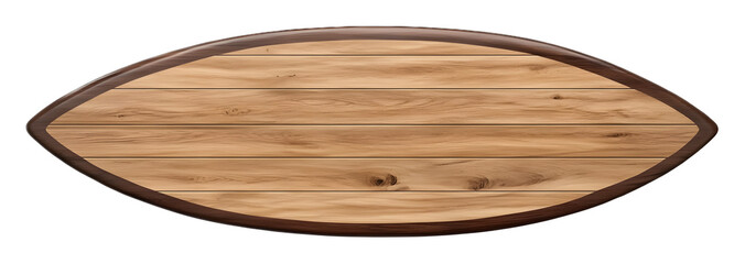 Wooden paddleboard isolated on a transparent background