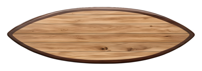 Wooden paddleboard isolated on a transparent background