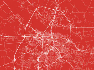 Christmas Map of Greenville  North Carolina, USA in Snowy White on Festive Red Background.