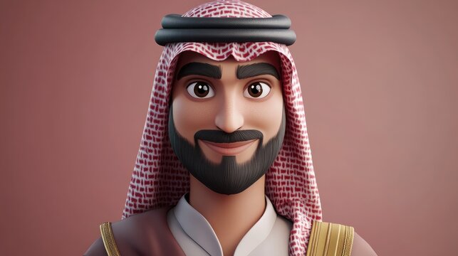Handsome Saudi Arabian man in traditional thwab professional studio portrait showcasing cultural attire and elegance