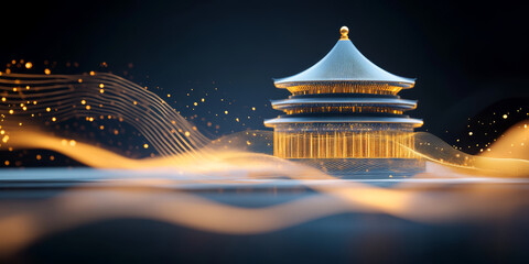 Chinese traditional ancient architecture art illustration
