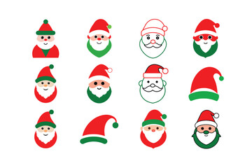 set of Christmas icons on white background