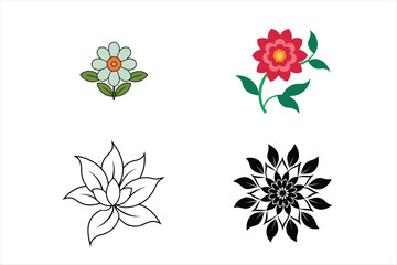set of flowers elements on white background