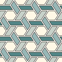 Hexagonal seamless pattern. Mosaic tiles. Honeycomb surface print. Wicker background. Flooring image. Vector ornament. Geometric abstract. Geometrical wallpaper.