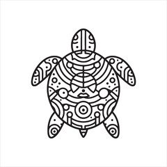 Minimalist Abstract Turtle Coloring Page with Artistic