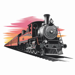 Obraz premium Classic Steam Train at Sunset - Vintage Railway Art