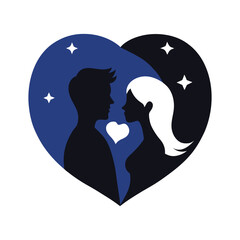 silhouette of a couple with heart