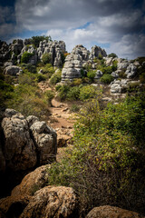 Rock formations with curious shapes in the Torcal de Antequera in the province of Malaga