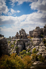 Rock formations with curious shapes in the Torcal de Antequera in the province of Malaga