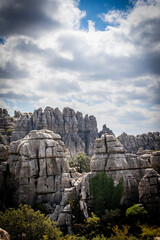 Rock formations with curious shapes in the Torcal de Antequera in the province of Malaga
