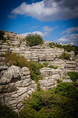 Rock formations with curious shapes in the Torcal de Antequera in the province of Malaga
