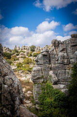 Rock formations with curious shapes in the Torcal de Antequera in the province of Malaga