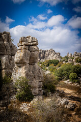 Rock formations with curious shapes in the Torcal de Antequera in the province of Malaga