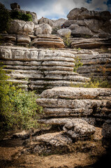 Rock formations with curious shapes in the Torcal de Antequera in the province of Malaga