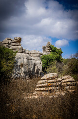 Rock formations with curious shapes in the Torcal de Antequera in the province of Malaga
