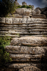 Rock formations with curious shapes in the Torcal de Antequera in the province of Malaga