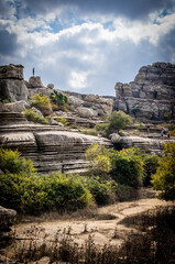 Rock formations with curious shapes in the Torcal de Antequera in the province of Malaga